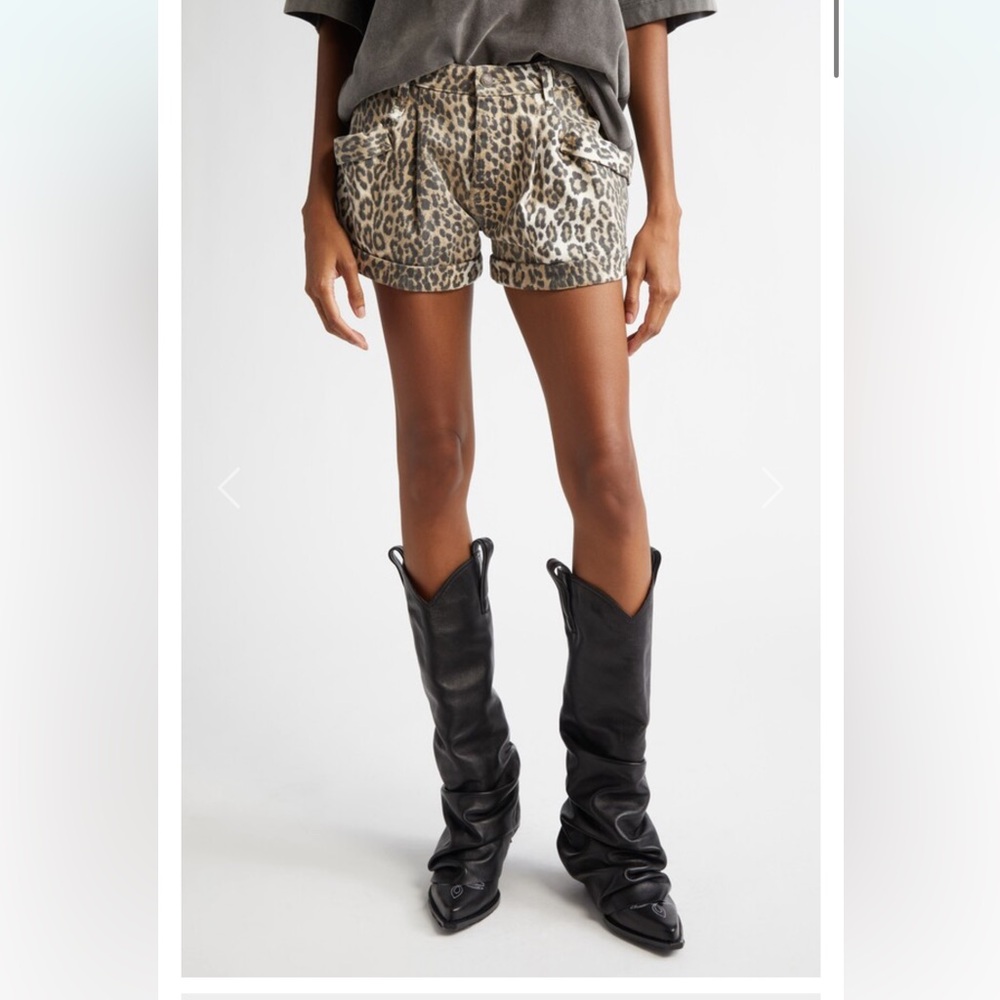 NWT R13 Jodphur Leopard-Print Denim Shorts